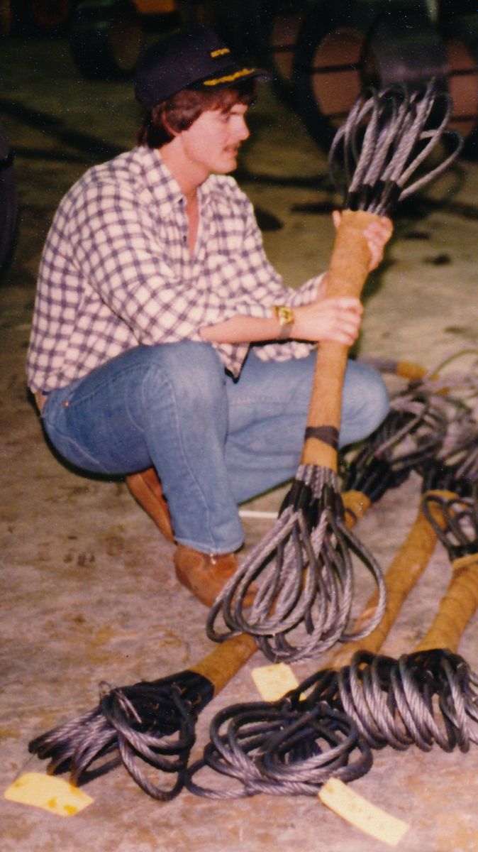 Rick Nelson with wire rope slings, early 1980s