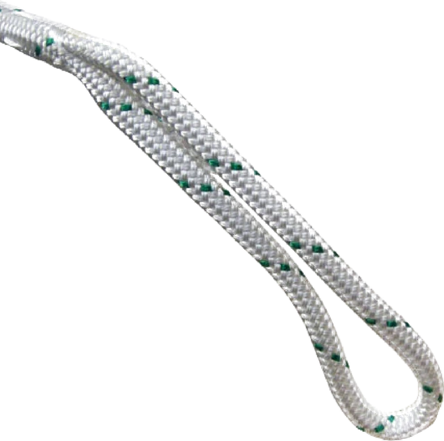 Double braided white polyester cable pulling rope with a hand spliced eye in the end