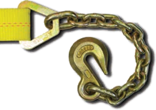 Chain Extension end fitting on yellow cargo strap webbing