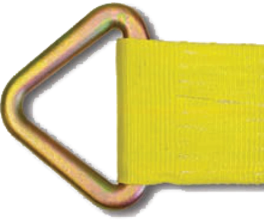 Delta Ring end fitting on yellow cargo strap webbing