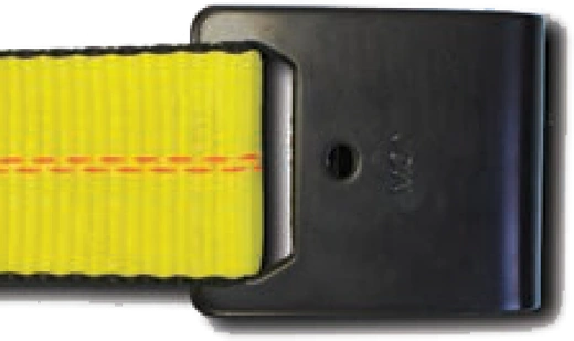 Flat Hook end fitting on yellow cargo strap webbing