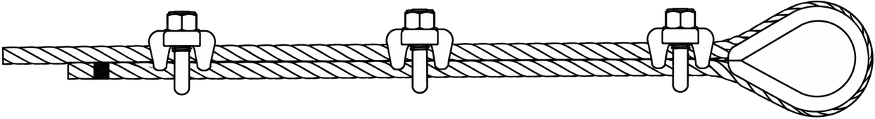 Figure 3: Crosby wire rope clip application diagram