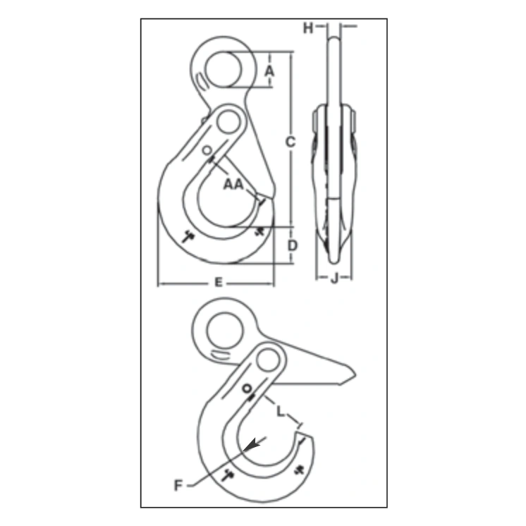 S-1316 Eye Shur-Loc Hook dimensions