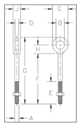 G-277 Shoulder Nut Eye Bolts — dimensioned drawing