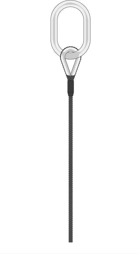 A roll off cable assembly with a thimble eye and master link on one end