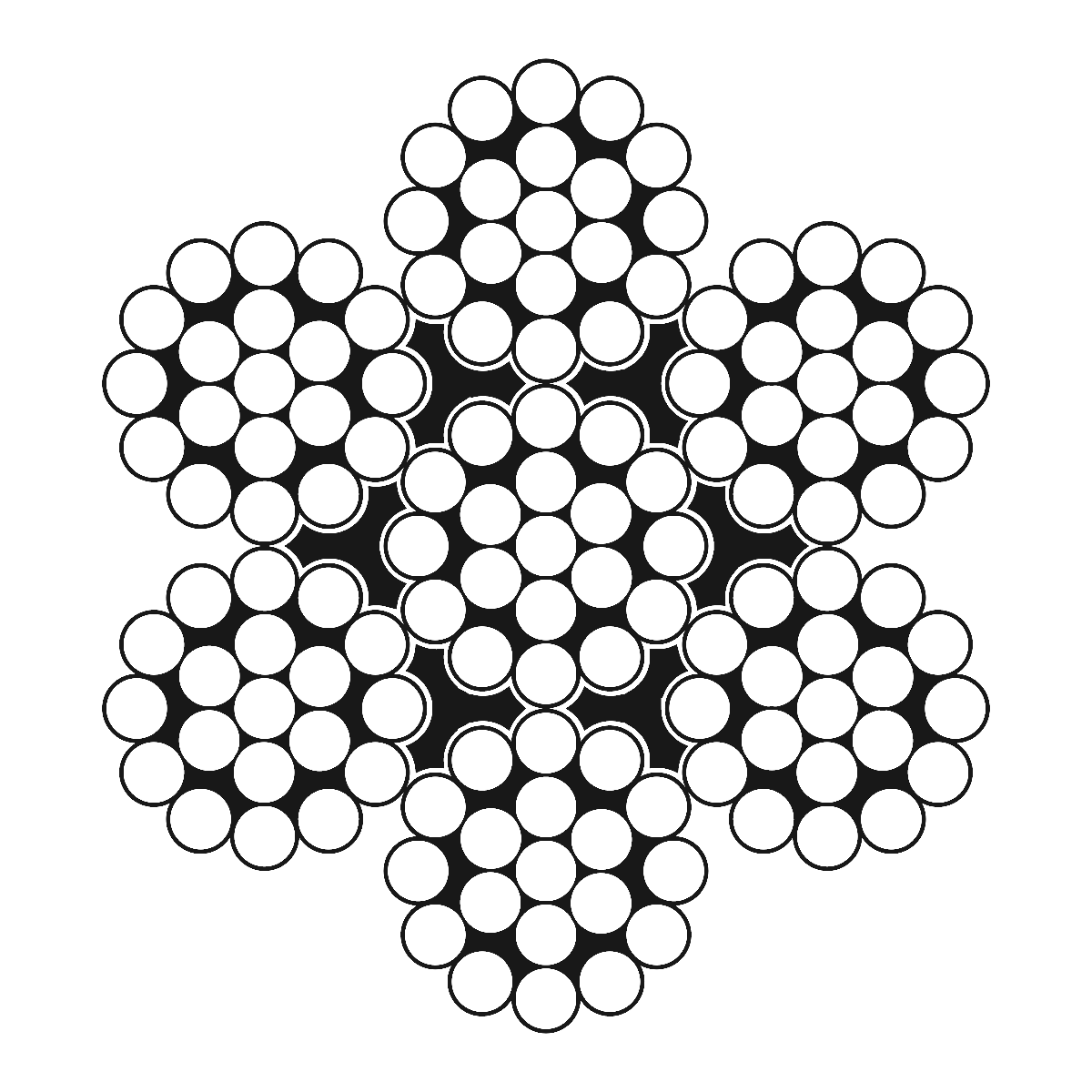 7x19 Galvanized Aircraft Cable drawn in cross-section