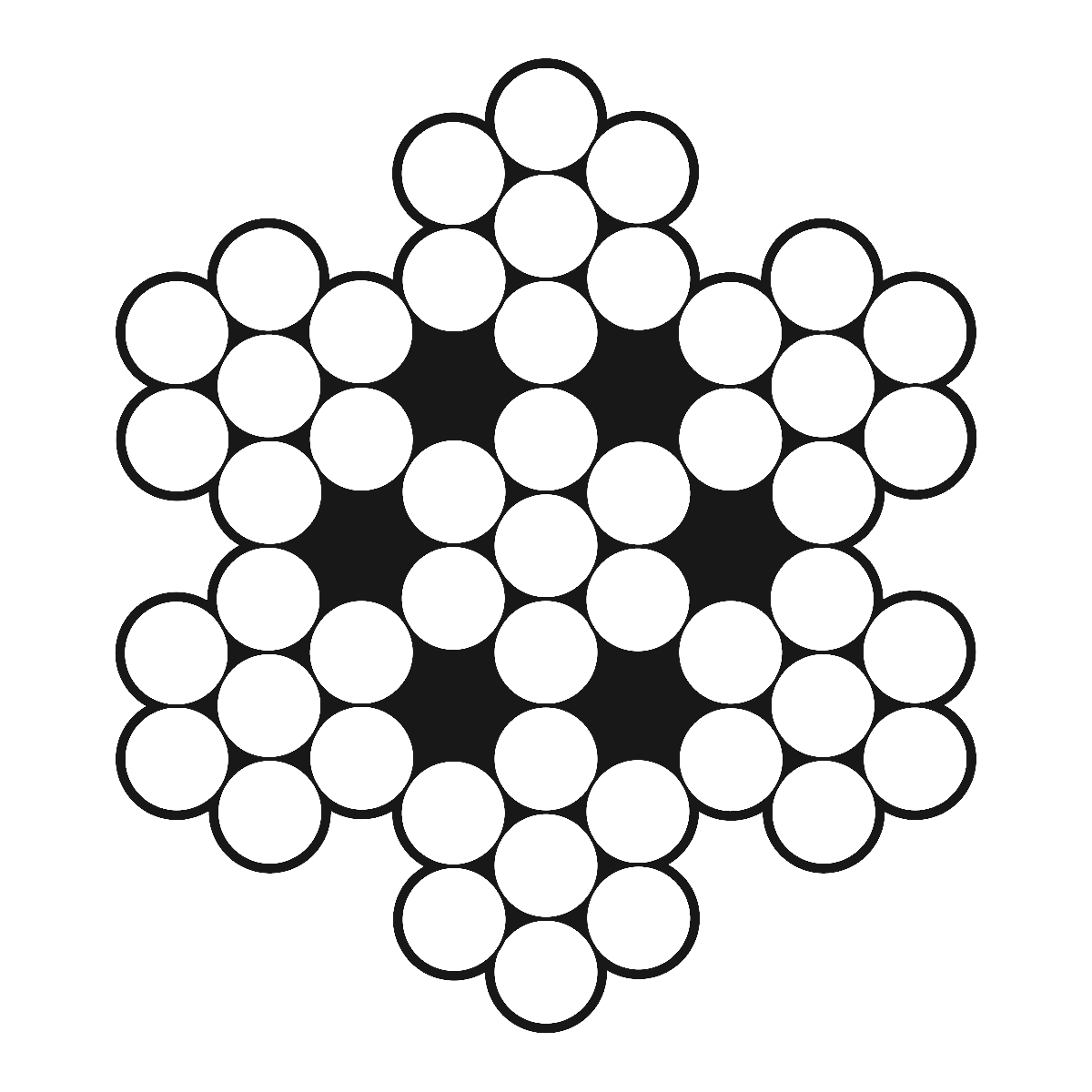 7x7 Galvanized Aircraft Cable drawn in cross-section
